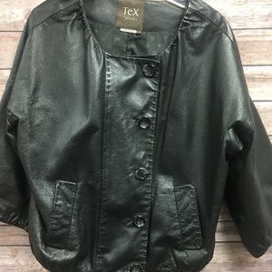 Tex By Max Azria Black Leather Coat Small